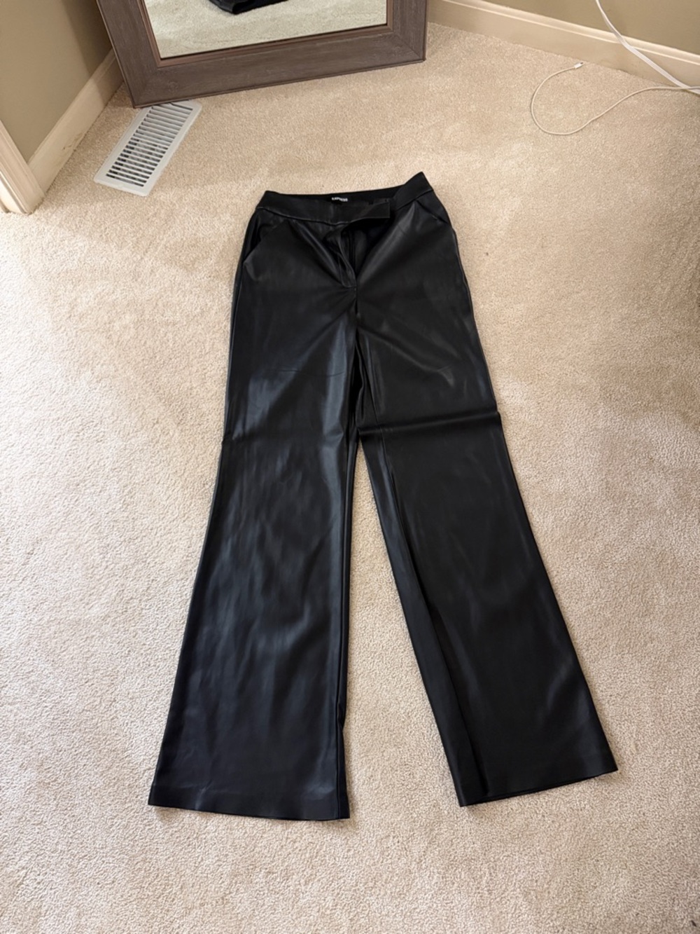 Express Black Faux Leather Wide-Leg Pants